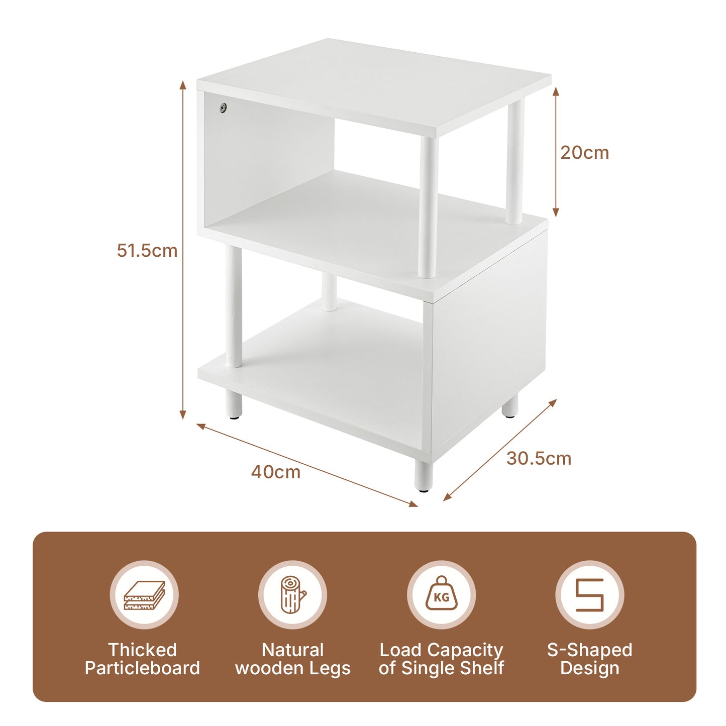 Modern Side Table with Storage - Small End Table/Nightstand, Assembly, -Shaped & Particleboard, Bedside Table for Bedroom/Living Room