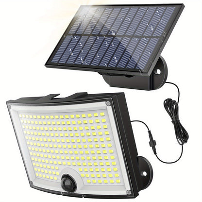 2-Pack, Outdoor Solar Lights, 202 LED Solar Outdoor Lights with Motion Sensor, 120° Lighting Angle, Garden Solar Wall Sconce with 5.0meter Cable