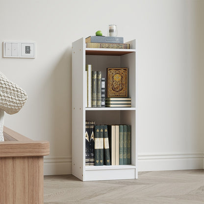 2/3/4 Layers Tall Storage Unit Small Bookcase Wooden Storage Cabinets Book Shelf, Modern White Wooden Bookcase – Tall & Skinny Bookshelf Cube Shelves Storage Unit for Living Room, Bedroom, Hallway, Office, Entrance