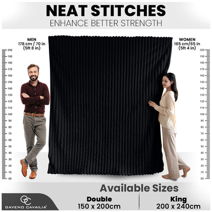 GC GAVENO CAVAILIA Luxury Ribbed Throw Blanket, Ultra-Soft and Cosy Plush Fleece, Lightweight Decorative Sofa Bed Cover, Perfect for All Seasons, Size 150x200cm, Premium Quality Polyester, Stylish Design for Home Comfort | Fast Dispatch from Local Warehou