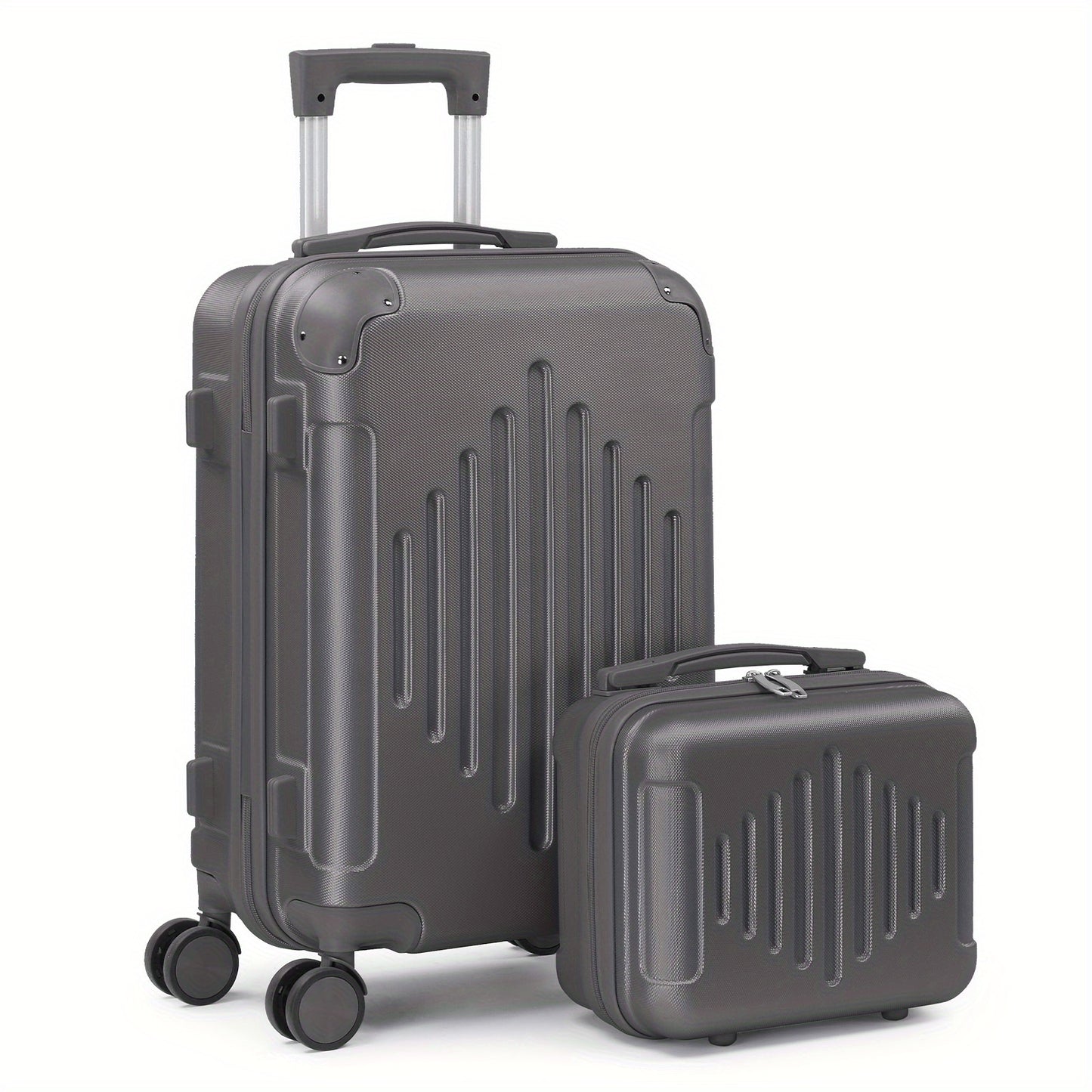 Set of 2 Luggage Pieces (20" And 12") for Travel, Featuring Lightweight, Portable Hard-Shell Suitcases with Spinner Wheels, Available in Rose Golden, Black, And Dark Gray
