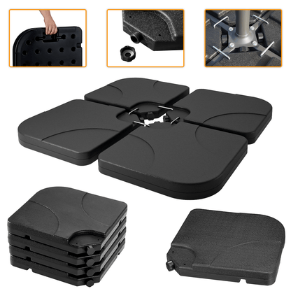 Set of 4 Outdoor Umbrella Cantilever Parasol Base Sand & Water Filled Weights by Crystals® (Square Shape Parasol Base)