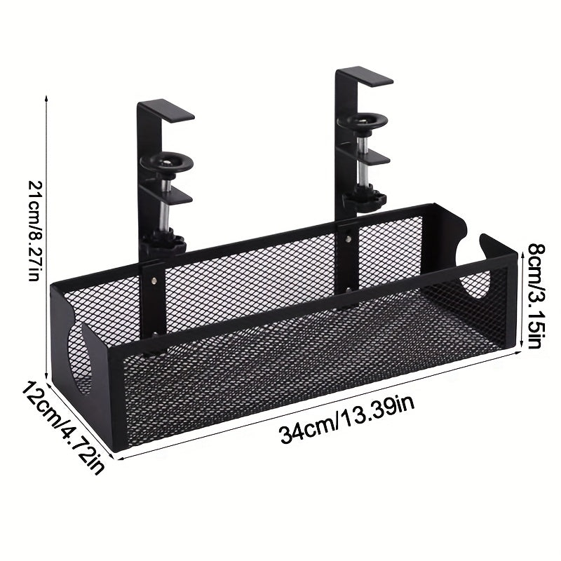 Heavy-Duty Under Desk Cable Management Tray - No Drill Installation, Space-Saving Wire Organizer with Mounting Brackets, Compatible with Office/Home Desks, Cable Management System for Home Office, Workspace, or Professional Spaces - Clutter-Free Workspace