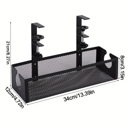 Heavy-Duty Under Desk Cable Management Tray - No Drill Installation, Space-Saving Wire Organizer with Mounting Brackets, Compatible with Office/Home Desks, Cable Management System for Home Office, Workspace, or Professional Spaces - Clutter-Free Workspace