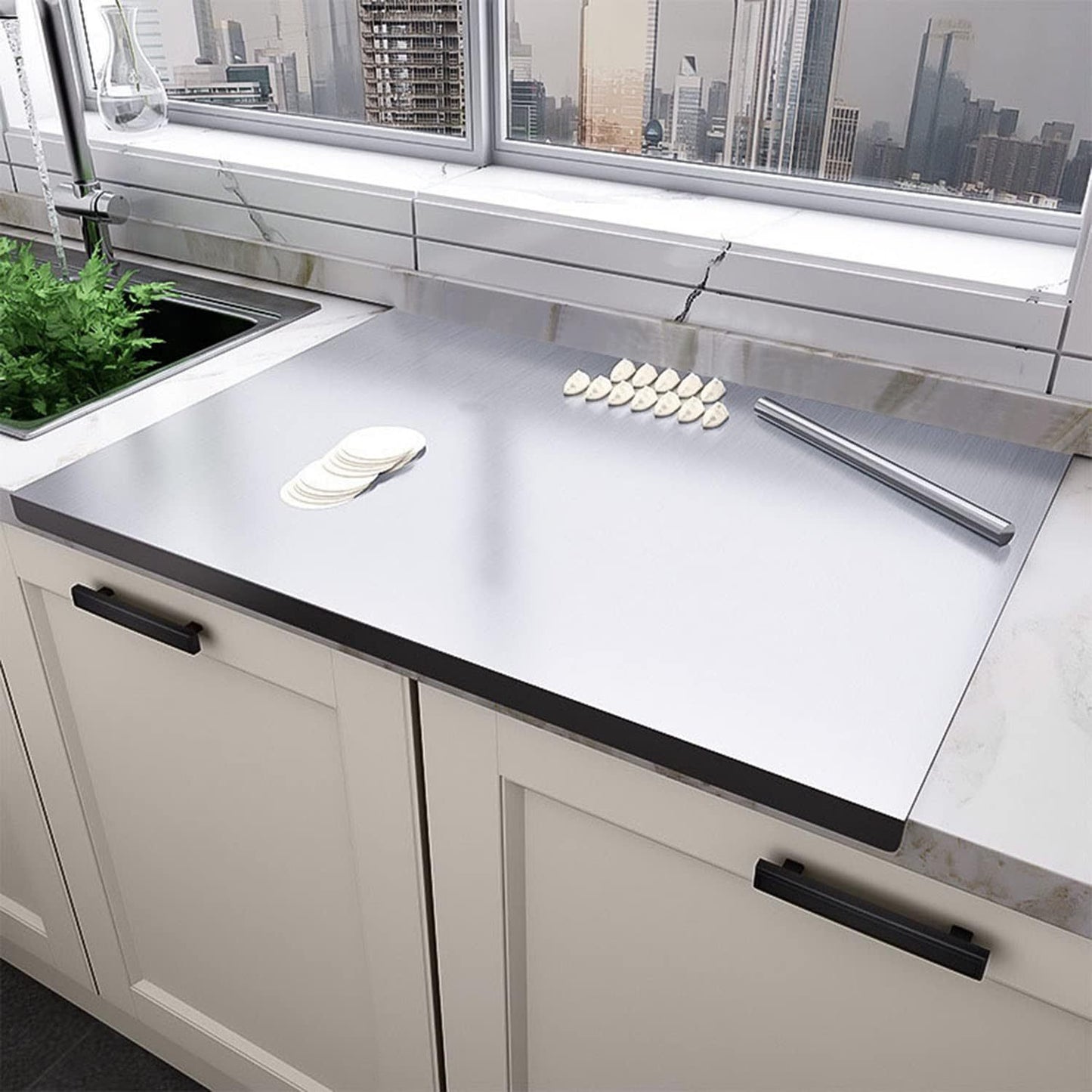 Stainless Steel Cutting Boards Worktop Protector 40 X 50cm Extra Large Chopping Board Worktop Saver Pastry Board Baking Board With Lip