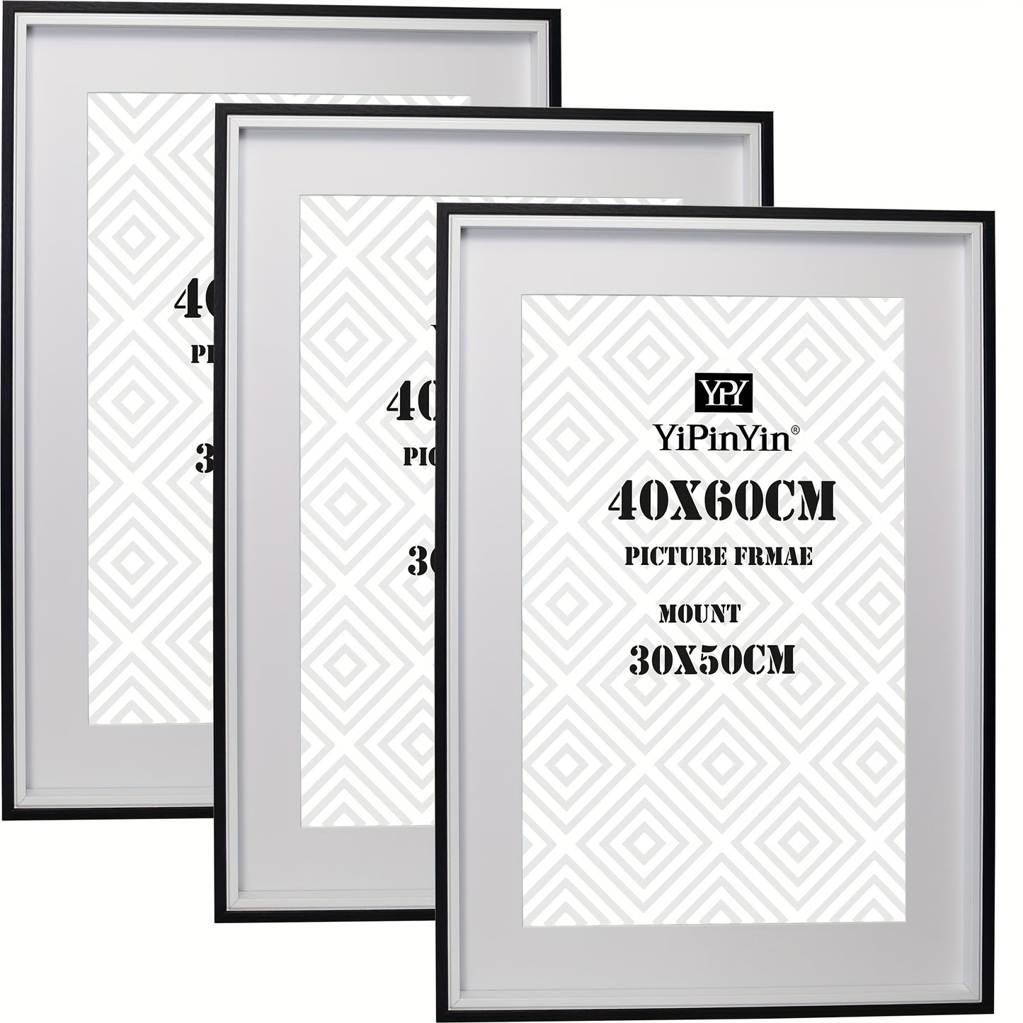 40x60cm(15.7x23.6inch) Wooden Boxed Picture Frames Set Of 3 with Mounts for 30x50cm, 60x40cm Poster Frame with Acid Free Mount for 30X50 Print.WHITE, BLACK, NATURE WOOD, BLACK/WHITE 2TONE, WOOD/WHITE 2TONE TOTAL 5 COLORS AVILABLE