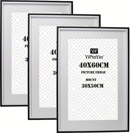 40x60cm(15.7x23.6inch) Wooden Boxed Picture Frames Set Of 3 with Mounts for 30x50cm, 60x40cm Poster Frame with Acid Free Mount for 30X50 Print.WHITE, BLACK, NATURE WOOD, BLACK/WHITE 2TONE, WOOD/WHITE 2TONE TOTAL 5 COLORS AVILABLE