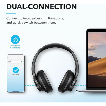 soundcore by Anker Q20i Hybrid Active Noise Cancelling Foldable Headphones, Wireless Over-Ear Bluetooth, 40H Long ANC Playtime, Hi-Res Audio, Big Bass, Customize via an App, Transparency Mode (Renewed)