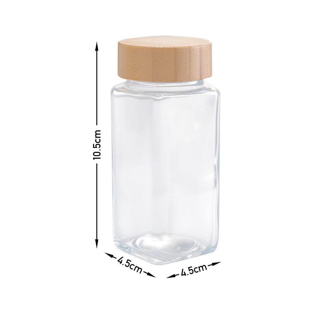 24pcs Glass Spice Jars Bamboo and Plastic Lids Storage Bottles Containers Pots Seasonings Container Canister with Shaker Lids