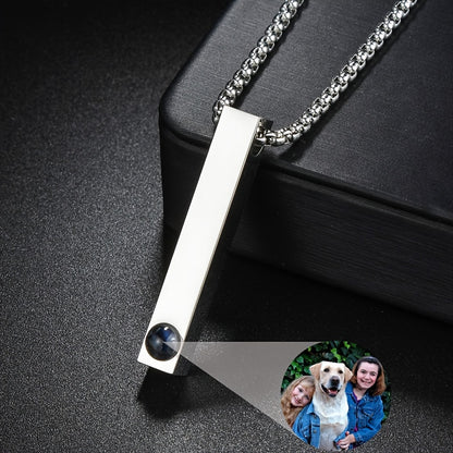 Custom Photo Projection Stainless Steel Necklace, Personalized Fashionable Long Pendant Necklace, The Best Gift for Loved Ones, Pets, Family, and Friends