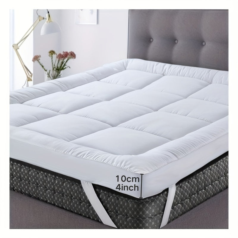 Super Soft 4Inch/ 10 Cm Deep Fill Mattress Topper Luxury Quilted Bed Pad With Elastic Corners Breathable, Durable, Machine Washable, Ideal For Single, Double, King Super King UK Bed Size