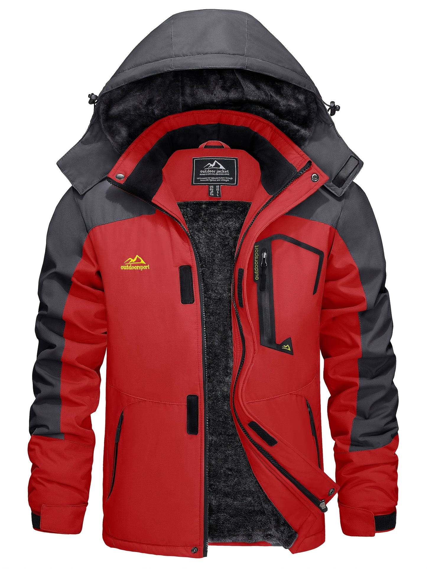 Men's Winter Warm Jackets Fleece Lined Coats Hooded Thermal Outdoor Thick Jacket Heavy Sport Hiking Jogging Camping Fishing Climbing Traveling Skiing Snowboarding Casual Parka
