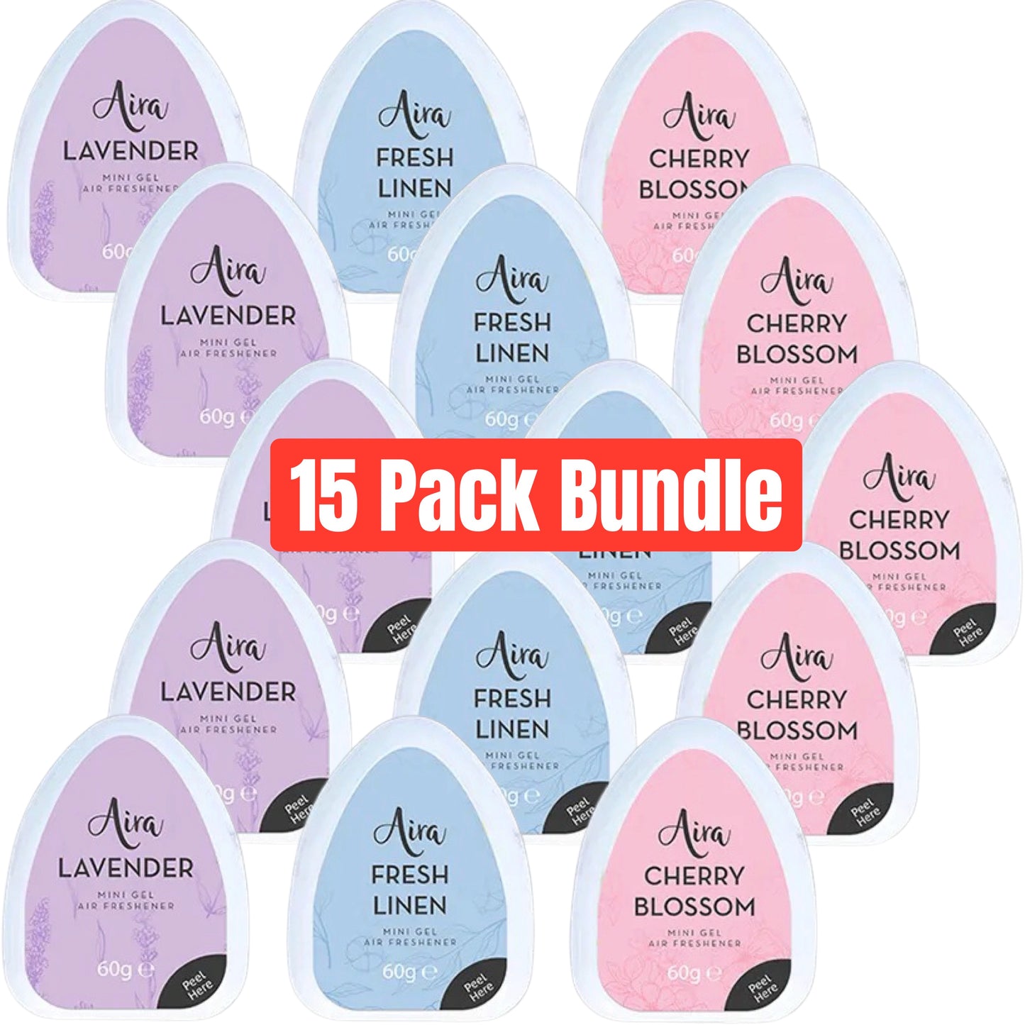 15 Pack Solid Gel Air Freshener 60g | Long-Lasting Room & Bathroom Freshener | Odour Eliminator for Toilet, Wardrobe, Kitchen & Small Spaces | Assorted Scented Gel Home Fragrance