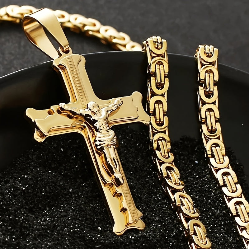 Men's Pendant Ornament Cross Necklace Sweater Chain Accessory