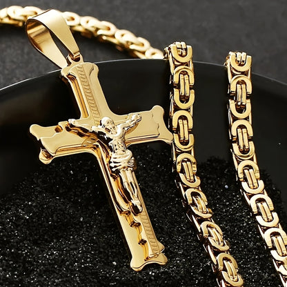 Men's Pendant Ornament Cross Necklace Sweater Chain Accessory