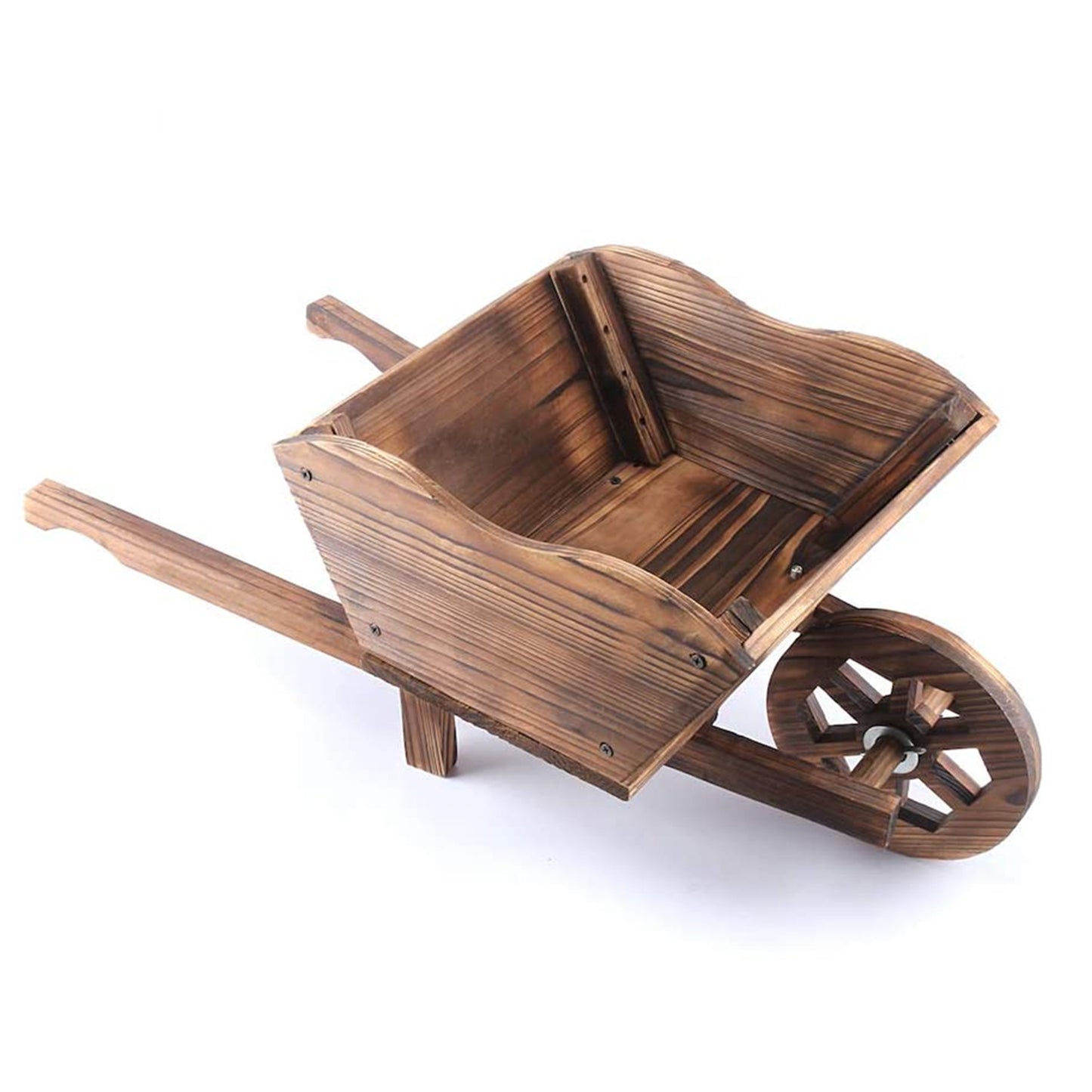 Wooden Wheelbarrow Planter | Wooden Planter for Outdoor | Wooden Flower Cart | Indoor plant Pot | Heavy Duty Rustic Wooden Flower Pot for Garden, Balcony and Patio