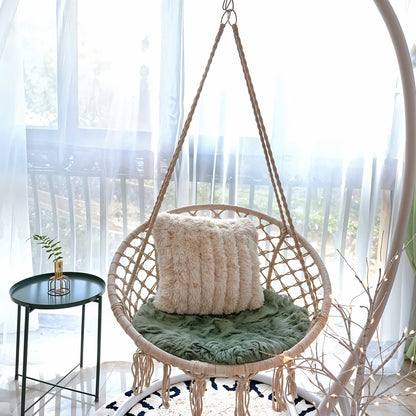 Balcony Rocking Chair, Courtyard Woven Hanging Basket, Hanging Cotton Rope Iron Ring Hanging Chair, Suitable for Indoor, Outdoor, Home, Balcony, Courtyard, Garden, Maximum Load Capacity: 200kg, Material: Iron Ring, Cotton Rope (No Include Cushion)