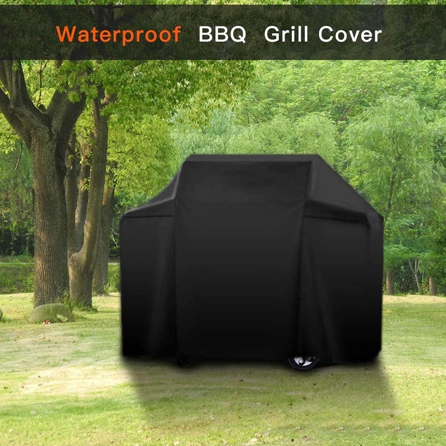 BBQ Grill Cover, Heavy Duty 600D Oxford Fabric, Waterproof and Dustproof Outdoor Grill Protector, AntiUV Weather Resistant BBQ Cover, Durable and Tear Resistant Barbecue Cover, Fits Most Grills Up to 155x61x97cm, All Season Grill Cover for Gas Grills, Cha