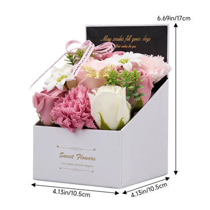 Flower Flower Soap in Gift Box Decorative Soap Artificial Flower Bath Soap for Birthday Valentine'S Day Her Girls Lover Partial soap floral decoration