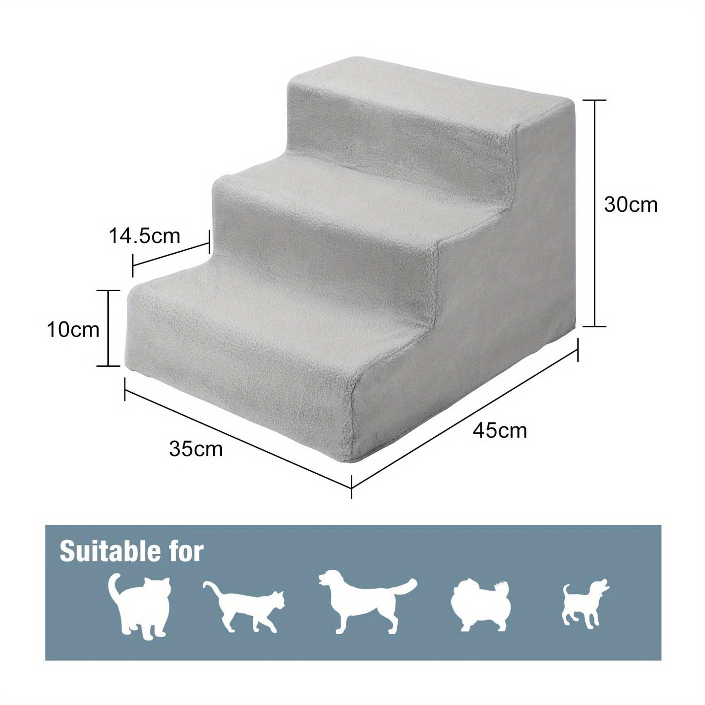 Dog Steps 3/4 Steps Pet Stair Step Pet Stairs Pet Ladder with Washable Non Slip Plush Cloth Cover for Dogs and Cats