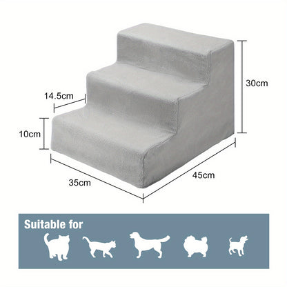 Dog Steps 3/4 Steps Pet Stair Step Pet Stairs Pet Ladder with Washable Non Slip Plush Cloth Cover for Dogs and Cats