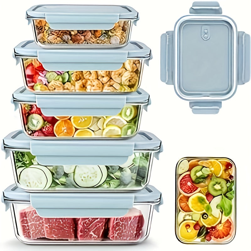 6pcs Glass Sets with Lids, Glass Food Containers with Lids, Glass Meal Prep Containers, Glass Storage Containers with Lids, Glass Lunch Box with Lid, Glass Dish with Lid