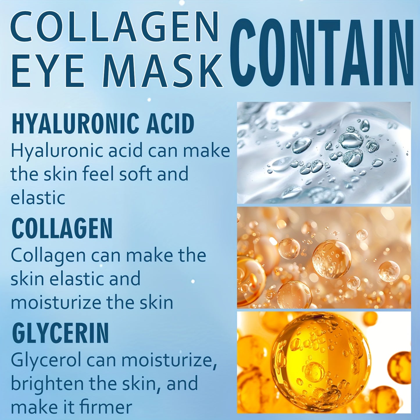 60-Pcs Collagen and Retinol Eye Masks, Intensive Hydration, Deep Moisturizing, Leaves Eye Area Skin More Delicate and Firm, Gives Eye Skin Radiance, Improves Skin Elasticity, Eliminates Dryness and Dullness, Eye Care, Eye Masks, Eye Patches