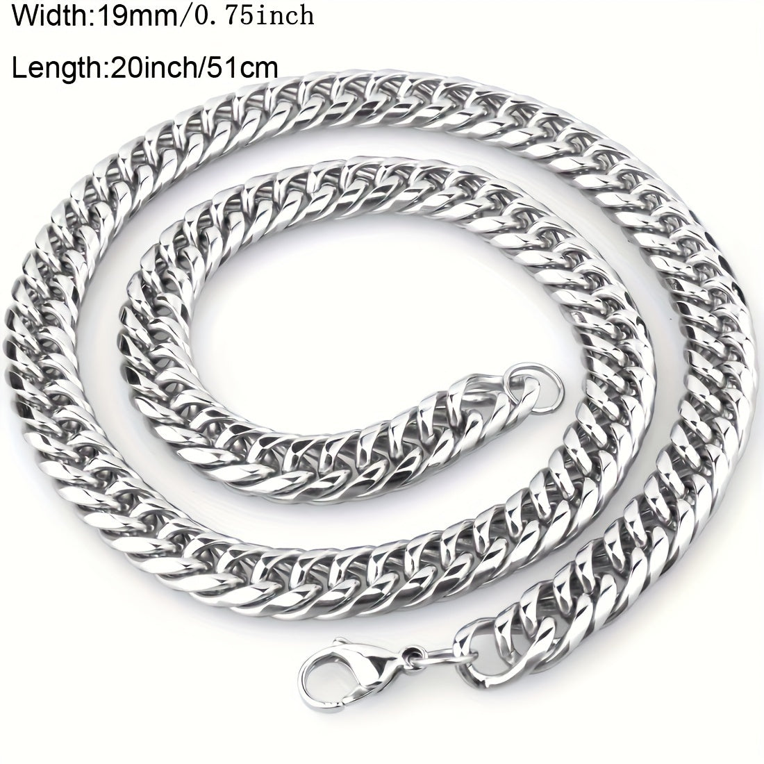 19Mm High Quality 316 316 Stainless Steel Heavy Necklace Men'S Curb Cuban Chain Necklace