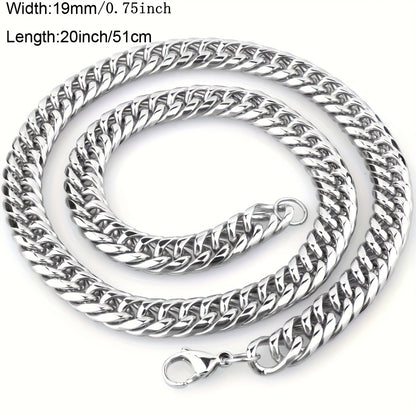 19Mm High Quality 316 316 Stainless Steel Heavy Necklace Men'S Curb Cuban Chain Necklace