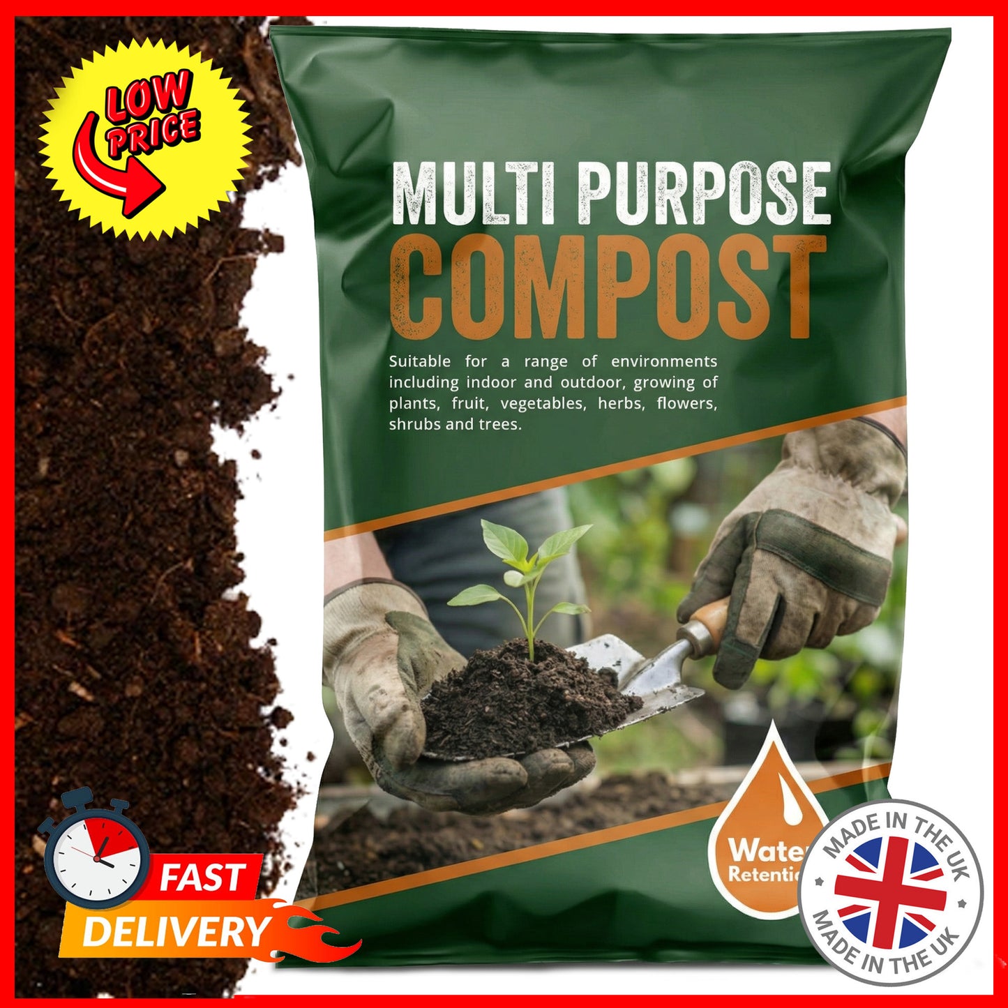 Multi-Purpose Compost Soil, Nutrient-Rich Gardening Solution For Flowers, Vegetables & Ornamental Plants