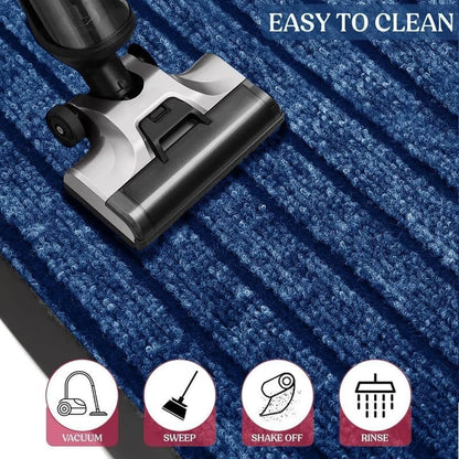 1pc Heavy Duty Rubber Runner & Area Rug | Outdoor Waterproof PVC Backing Non Slip Floor Carpet | Washable Dirt Grabber Barrier Rug for Muddy Paws, Hallway Runner, Large Area Rug for Entrance, Porch & Home Flooring 7 Stripe