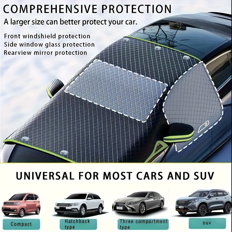 Suitable for All Models - Durable Oxford Cloth Windshield Cover with UV Protection and Snow Shield Function, Easy to Install and Durable, Ensuring Winter Driving Safety, Designed to Cope with Ice and Snow Road Conditions, High-quality Materials