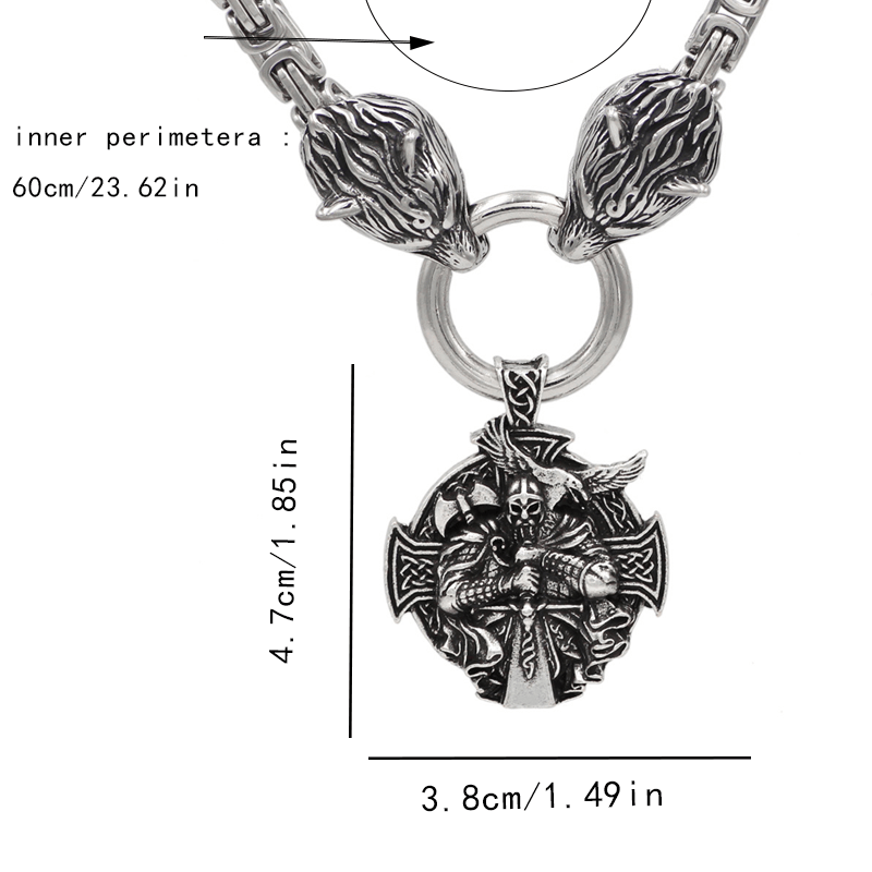 Men'S Vintage Nordic Pendant Wolf Head Necklace Fashion Trend Exaggerate Necklace Vintage Jewelry Party Punk Hip Hop Additions Birthday Gift