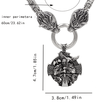 Men'S Vintage Nordic Pendant Wolf Head Necklace Fashion Trend Exaggerate Necklace Vintage Jewelry Party Punk Hip Hop Additions Birthday Gift