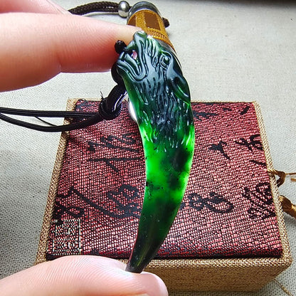 1pc Authentic Black Domineering Spike Pendant Male Dark Faux Double-Sided Dragon'S Tooth Necklace Pendant for Protection