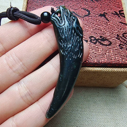1pc Authentic Black Domineering Spike Pendant Male Dark Faux Double-Sided Dragon'S Tooth Necklace Pendant for Protection
