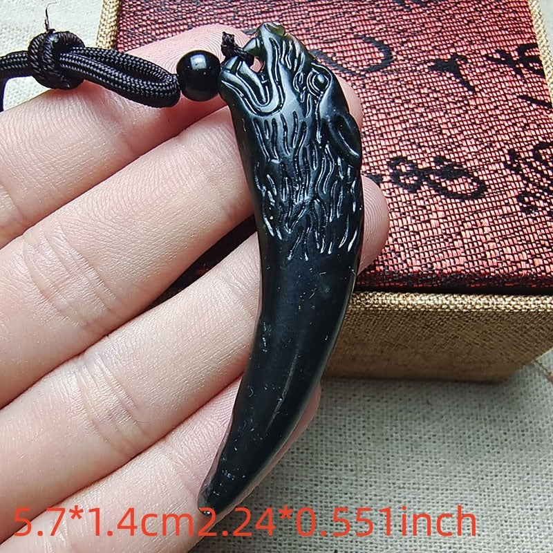 1pc Authentic Black Domineering Spike Pendant Male Dark Faux Double-Sided Dragon'S Tooth Necklace Pendant for Protection