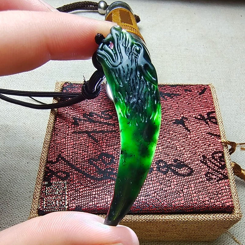 1pc Authentic Black Domineering Spike Pendant Male Dark Faux Double-Sided Dragon'S Tooth Necklace Pendant for Protection