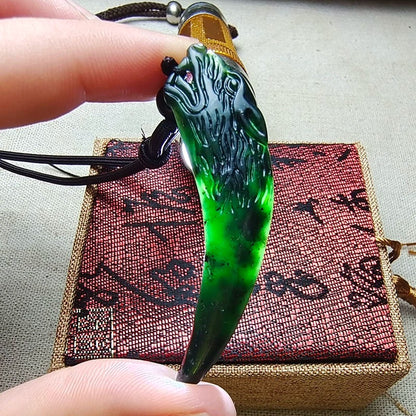 1pc Authentic Black Domineering Spike Pendant Male Dark Faux Double-Sided Dragon'S Tooth Necklace Pendant for Protection
