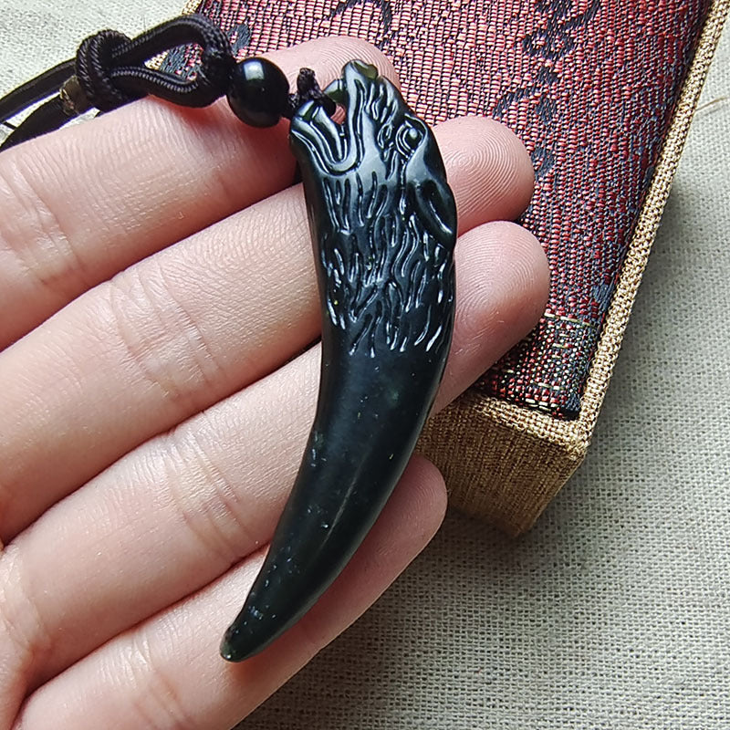 1pc Authentic Black Domineering Spike Pendant Male Dark Faux Double-Sided Dragon'S Tooth Necklace Pendant for Protection
