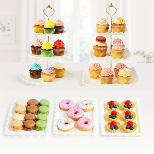Cupcake Stand 2 & 3 Tier Cake Stand Appetiser Tray for Wedding Baby Shower Tea Party Birthday Celebration Dessert Display UK