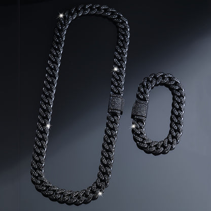 2pcs/Set Cuban Link Chain Necklace And Bracelet Set, Men'S Christmas Gifts, Hip Hop Style Choker Plus Bracelet Jewelry Set, Unisex Jewelry for Party Favors, Idea Gift Options