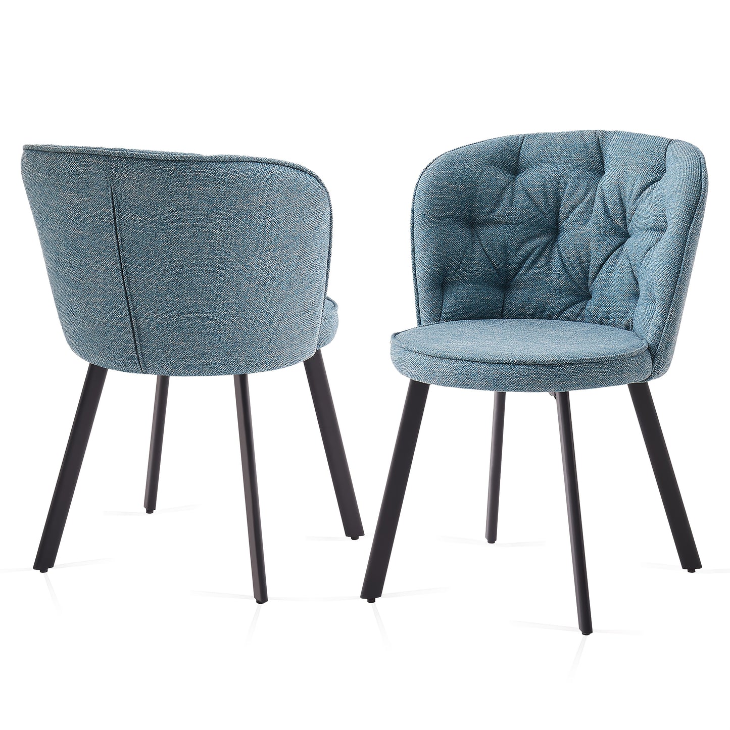 [Modern Fabric Dining Chairs] Set of 2/4 Modern Fabric Dining Chairs | Upholstered High Back with Padded Seat, Sturdy Black Tube Legs - Comfy Kitchen Chairs for Dining Room, Lounge, or Bedroom