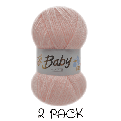 Woolcraft - Baby Care Double Knitting Yarn - 2 or 5 Pack of 100g Balls of 100% Acrylic Yarn - 13 Colours Available - Aqua, Beige, Baby Blue, Oyster, Denim, Lilac, Mint, Peach, Baby Pink, Rouge, Silver, White or Lemon - Perfect for Knitting or Crochet