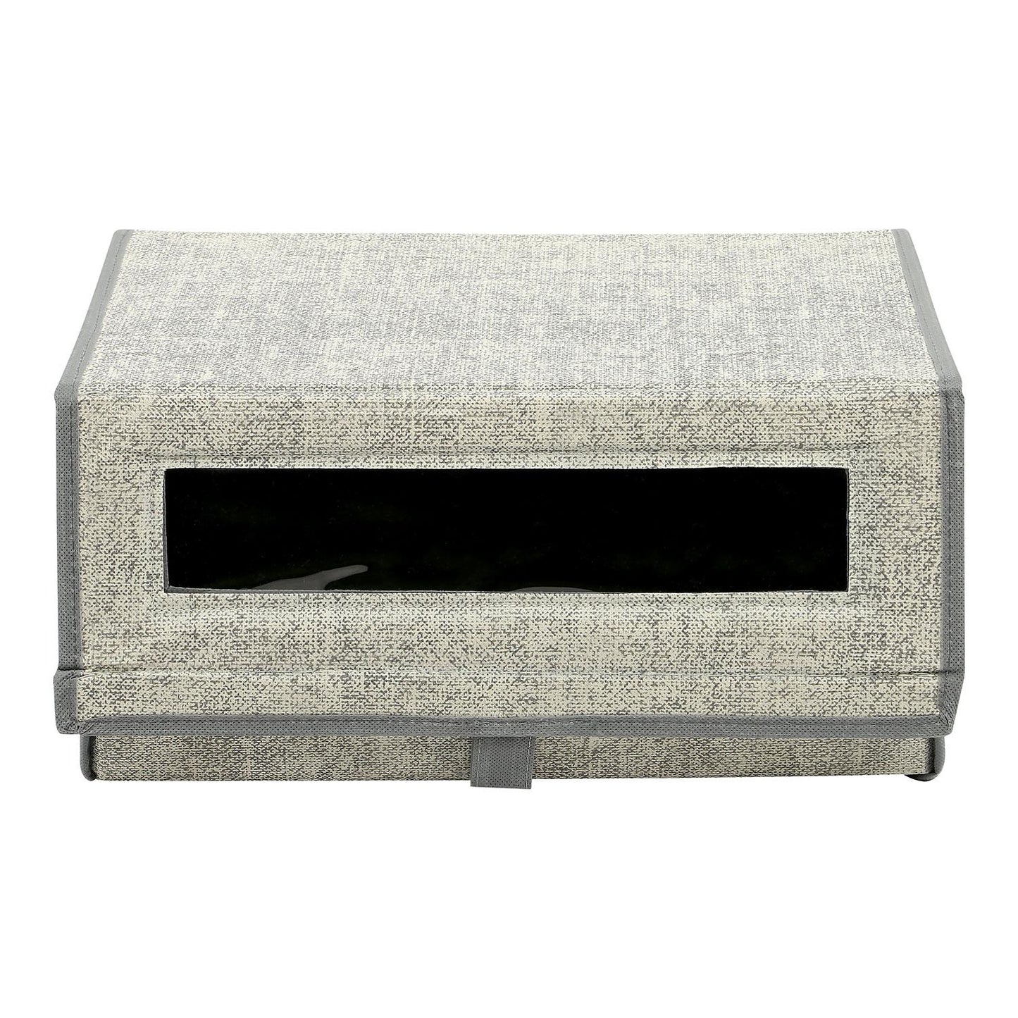 Taylor & Brown Set of 2 Large Fabric Stackable Shoe Storage Boxes with Lid & Transparent Window
