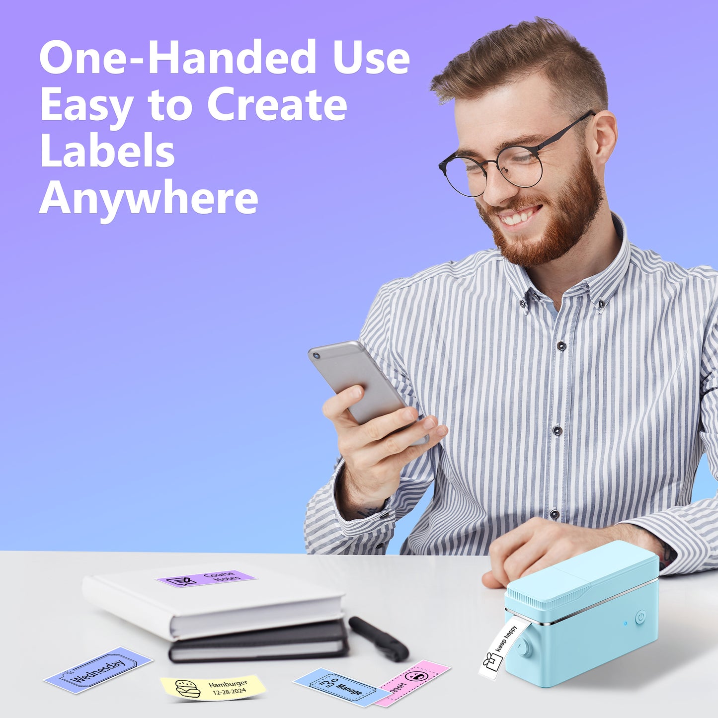 Mini Label Maker with Tape, P31S Portable Thermal Printer, Sticker Making Label Maker with Multiple Templates, Wireless Connectivity&Durable, For Organizing Storage Devices, Office, Home