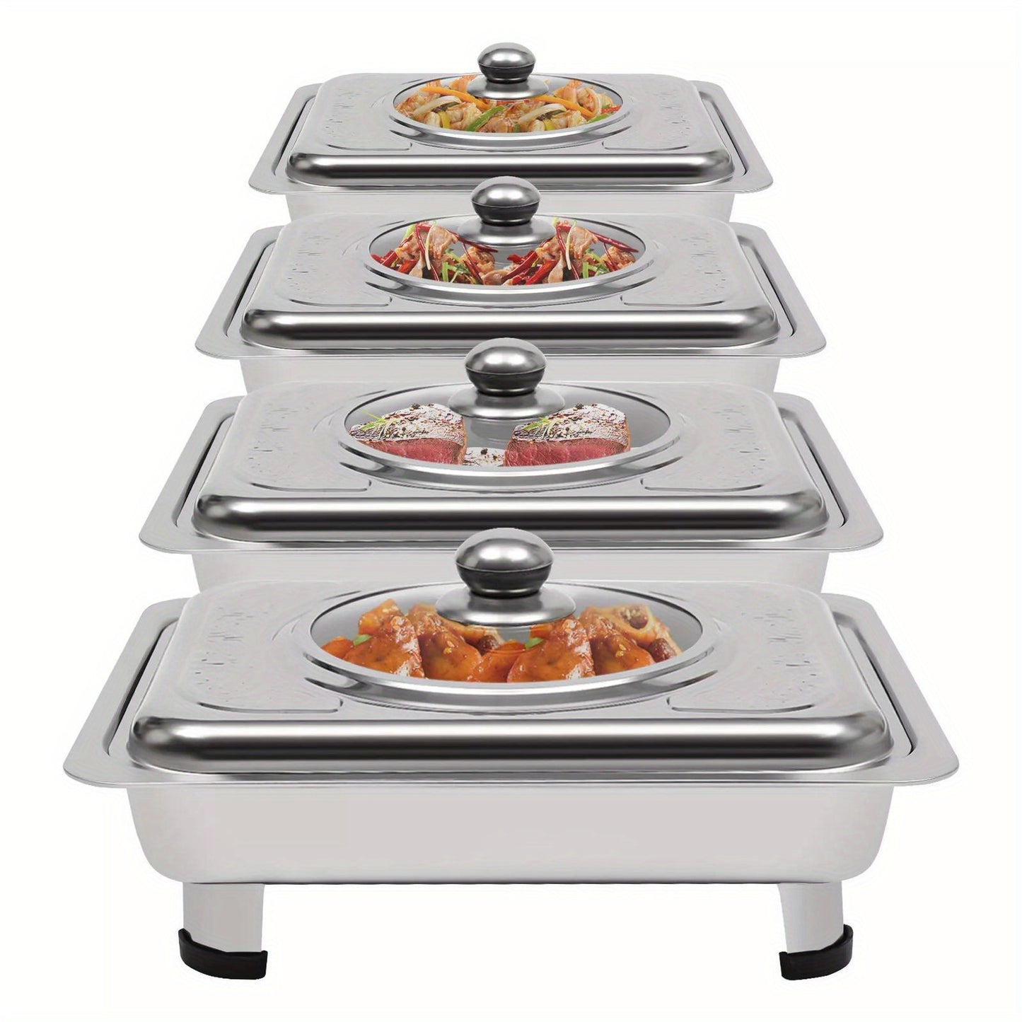 4pcs Buffet Dish Tray Food Plate Server Food Warmer Chafing Dish Serving Tray UK