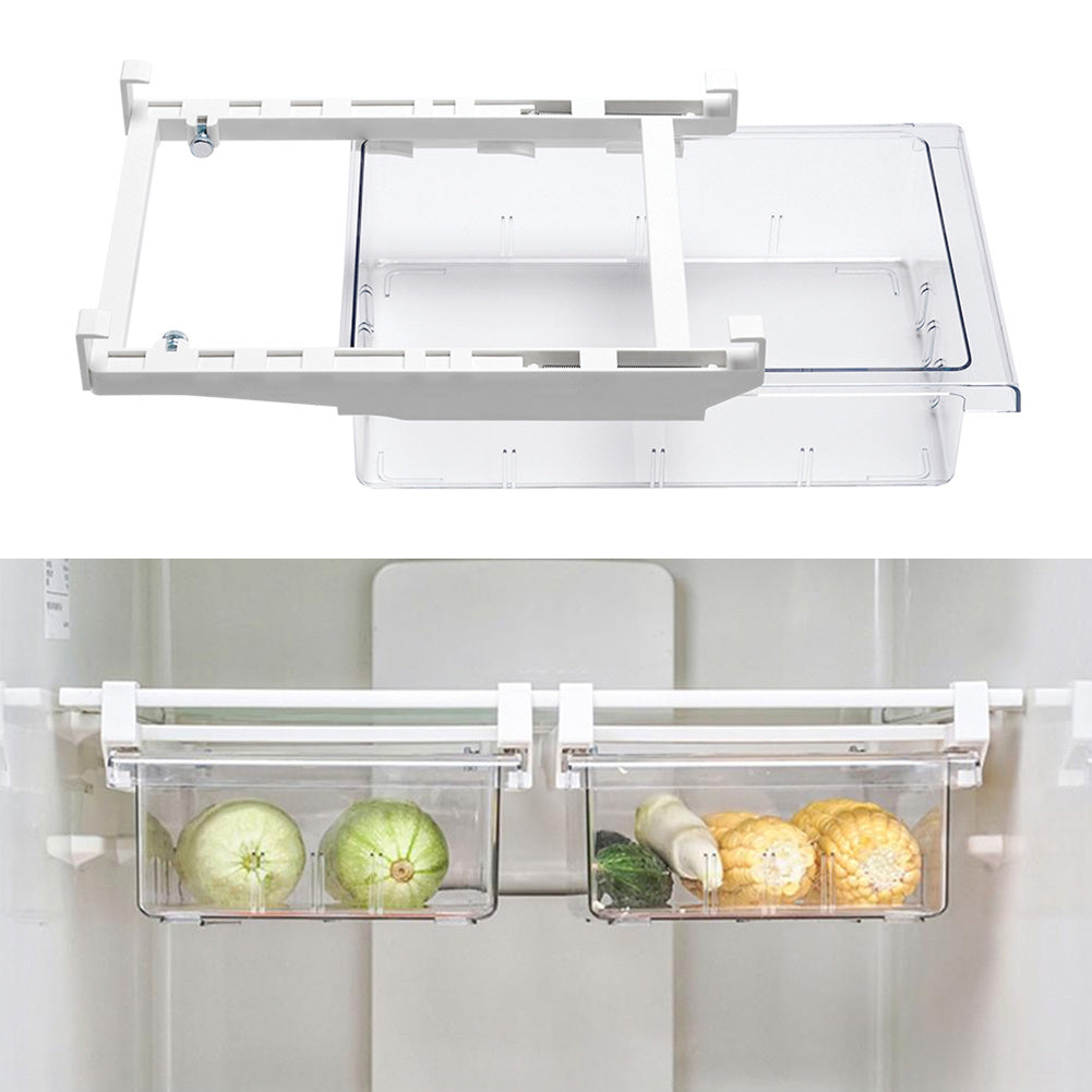 Fridge Organizer Pull Out Drawer Bins Fridge Shelf Refrigerator Holder Storage Box Home Organizer for Vegetables, Fruits, Snack, Rice, 30.5*20*9.5cm
