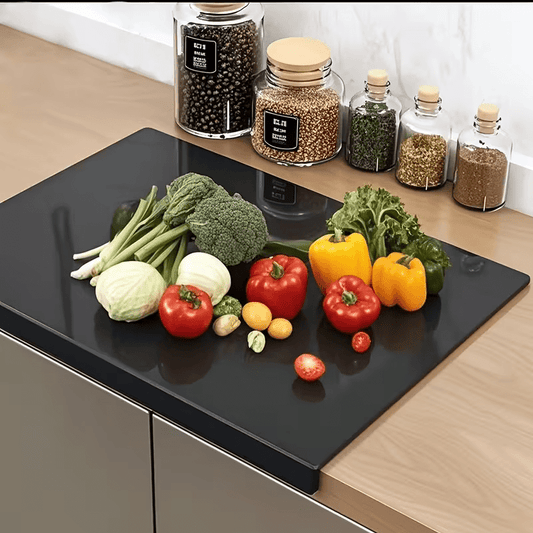 1pc Large Black High-Tenacity Cutting Board, Chopping Board, six non-slip pads, Prevents slipping caused by chopping or water stains for enhanced stability. Kitchen Home Restaurant, Countertop Protection Cutting Board, Fruit Cutting Board, Kitchen Utensil