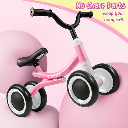 Baby Balance Bike for Toddler Boys & Girls - Sturdy Alloy Frame & Large Rear Wheel, Red/Black/Green/Pink Toddler Training Bike, Low-Weight Bicycle for Indoor/Outdoor Play, First Ride-On